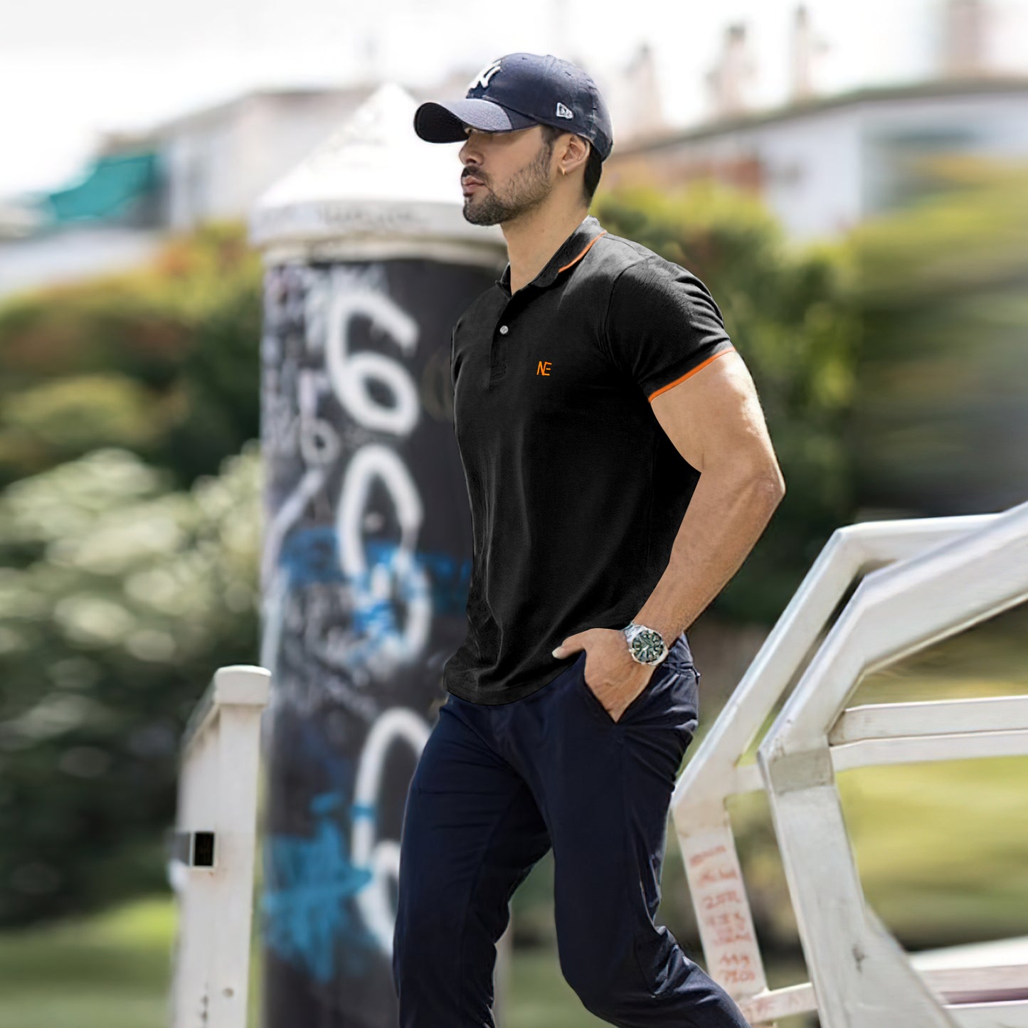 Dynamic Black Piqué Polo