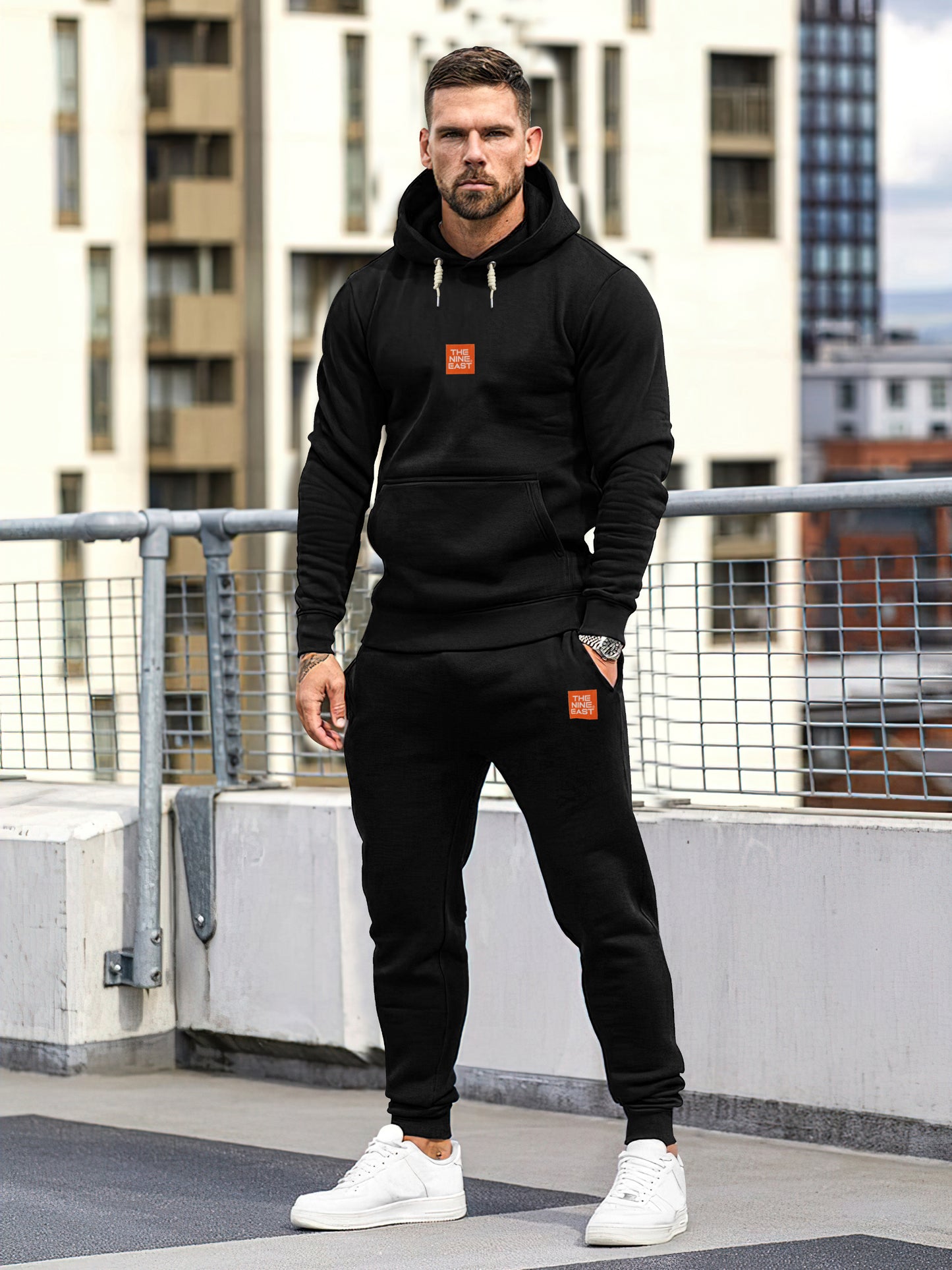 Warm Fleece Men Women Tracksuit Black