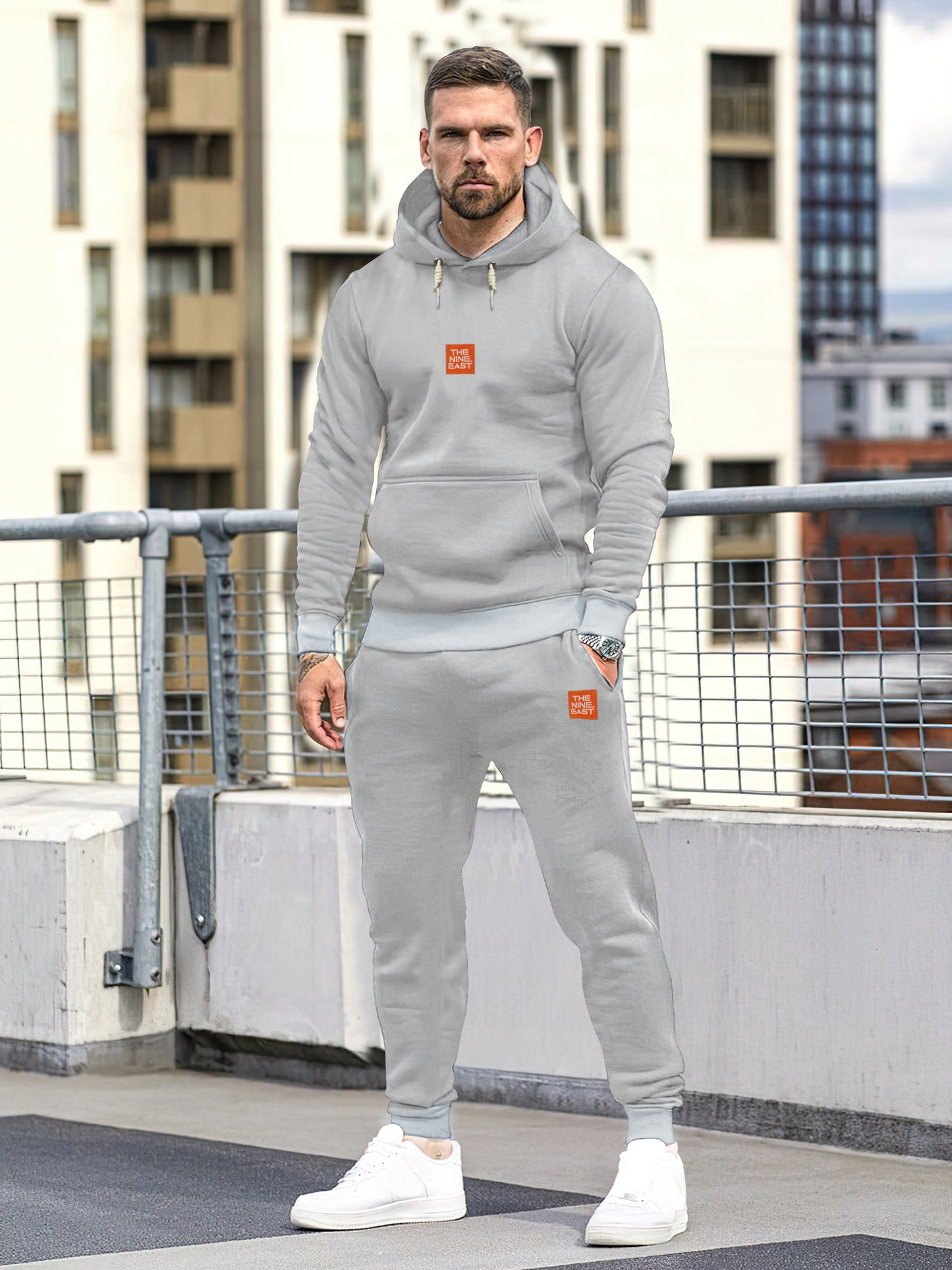 Warm Fleece Men Women Tracksuit Gray - Two-tone Rib