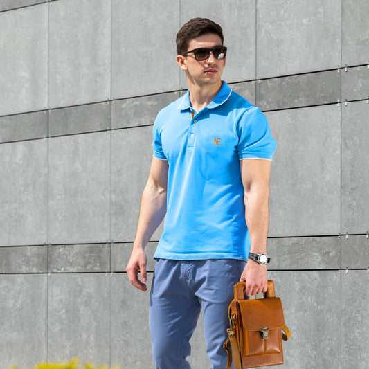 Classic Ocean Blue Piqué Polo
