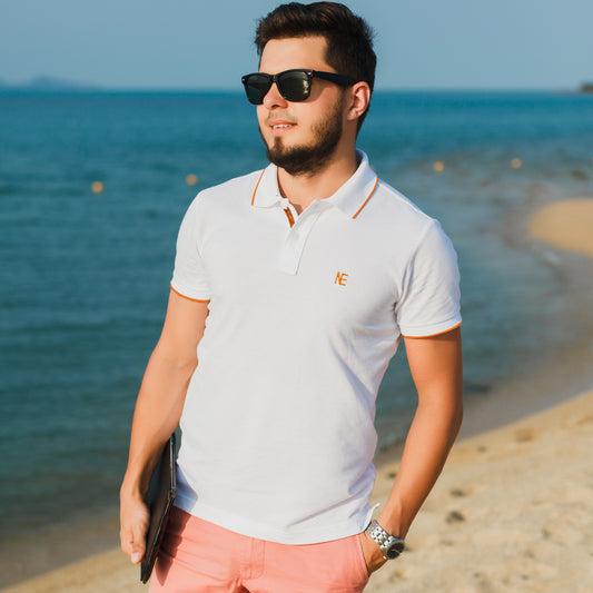 Elite White Piqué Polo