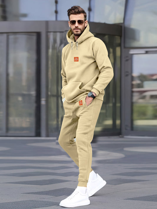 Warm Fleece Men Women Tracksuit Camel Brown
